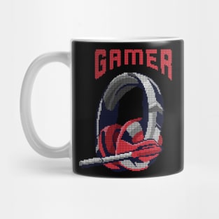 Gamer Pixel Headset - low-bit graphics - gift Mug